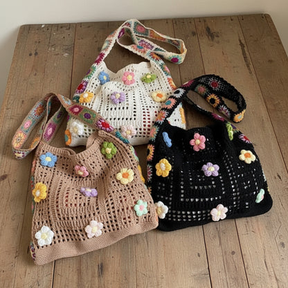 Hana crochet flower tote — all colors