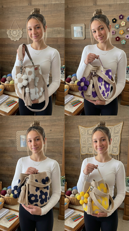 Handmade Crochet Flower Tote