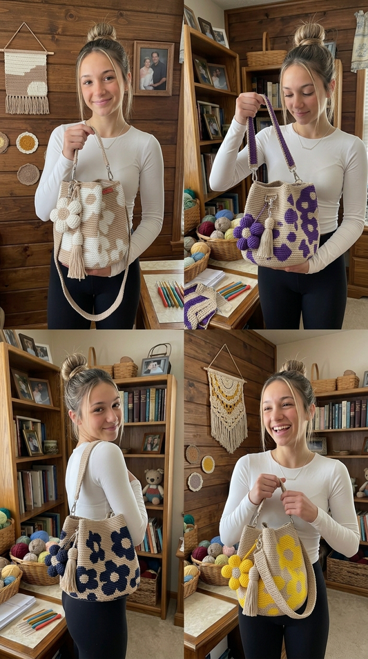 Handmade Crochet Flower Tote